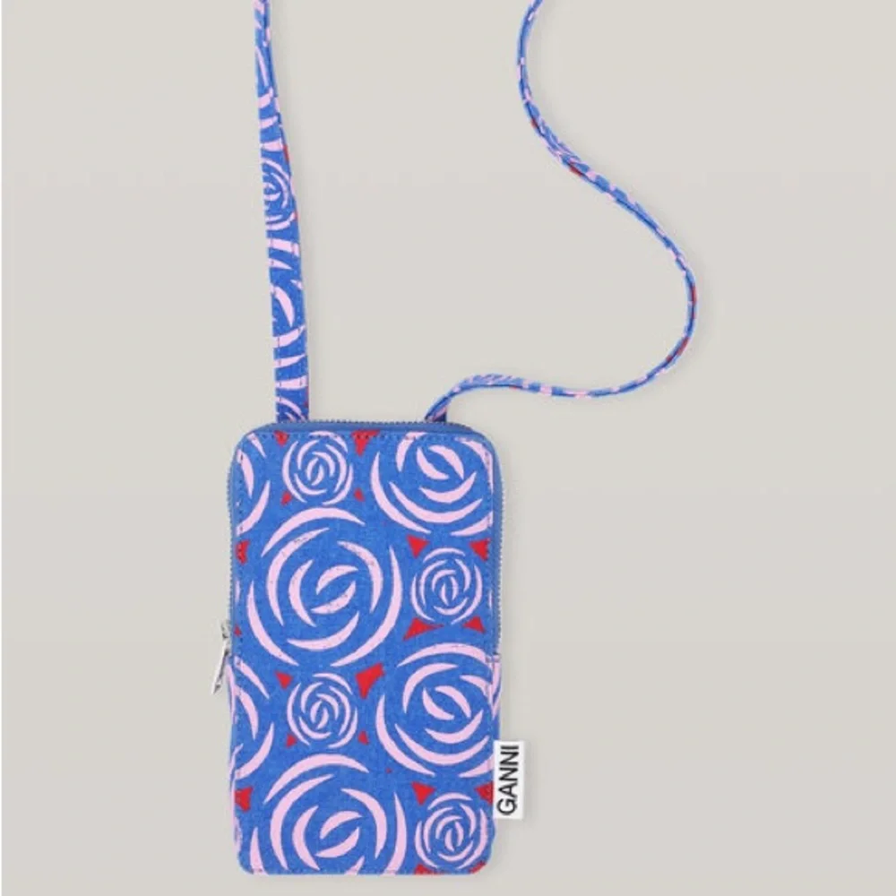 Ganni Blue and Pink Floral Crossbody Bag - Picture 1 of 6